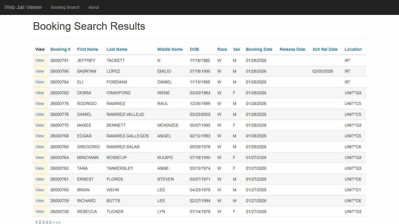 BookingSearchDetail - Web Jail Viewer